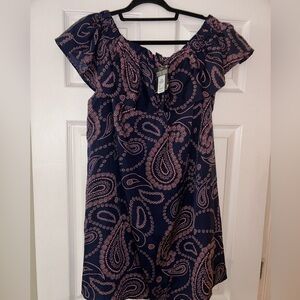 Navy and Pink Paisley Dress